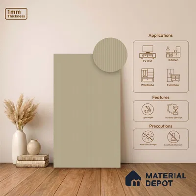 Fluted Solid Color Look LM 23490 (MF 412) Rosette Glow 8 ft x 4 ft Micro Fluted Finish Decorative Laminate - 1 mm | Suitable for TV Unit, Wardrobe, Kitchen Cabinets
