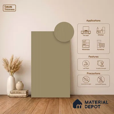 Fluted Solid Color Look LM 23493 Bristol Pink 8 ft x 4 ft Micro Fluted Finish Decorative Laminate - 1 mm | Suitable for TV Unit, Wardrobe, Kitchen Cabinets