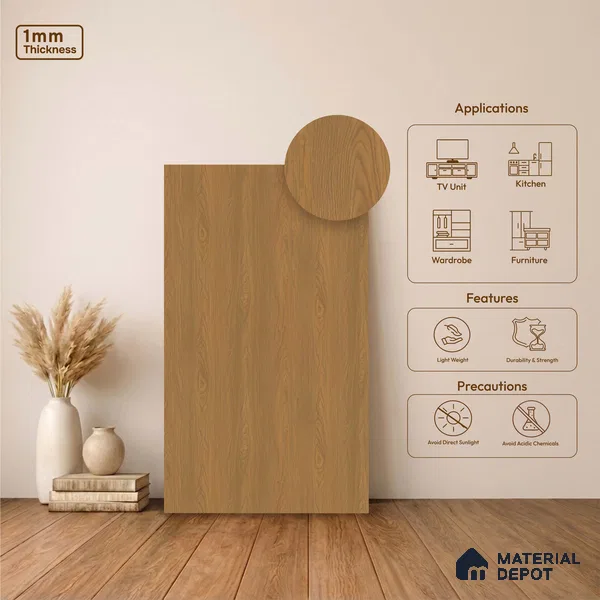 Wooden Look LM 23496 Amber Waves 8 ft x 4 ft Aged Radiance Finish Decorative Laminate - 1 mm | Suitable for TV Unit, Wardrobe, Kitchen Cabinets