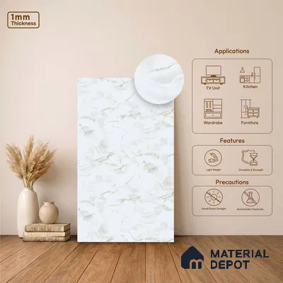 LM 23498 lcy Mist 8 ft x 4 ft Absolute Trend Finish Decorative Laminate - 1 mm | Suitable for TV Unit, Wardrobe, Kitchen Cabinets