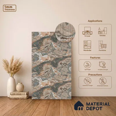 Marble Fluted Look LM 23501 Wenge Wood 8 ft x 4 ft Bamboo Bliss Finish Decorative Laminate - 1 mm | Suitable for TV Unit, Wardrobe, Kitchen Cabinets