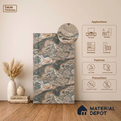 LM 23503 Copper Canyon 8 ft x 4 ft High Gloss Finish Decorative Laminate - 1 mm | Suitable for TV Unit, Wardrobe, Kitchen Cabinets