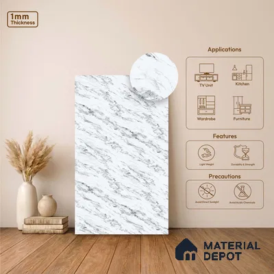 LM 23506 (AT 07 7283) Calacatta Cloud 8 ft x 4 ft Aurora Twilight Finish Decorative Laminate - 1 mm | Suitable for TV Unit, Wardrobe, Kitchen Cabinets