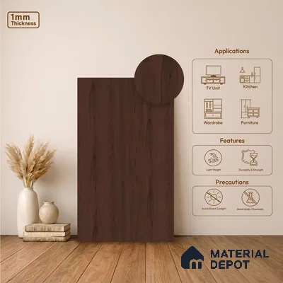 Wooden Look LM 23509 Midnight Mahogany 8 ft x 4 ft Amber Oak Finish Decorative Laminate - 1 mm | Suitable for TV Unit, Wardrobe, Kitchen Cabinets