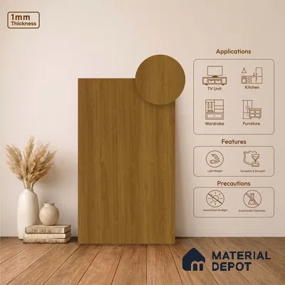 Wooden Look LM 23510 Golden Honey 8 ft x 4 ft Amber Oak Finish Decorative Laminate - 1 mm | Suitable for TV Unit, Wardrobe, Kitchen Cabinets