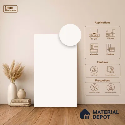 LM 23515 (SMT 406) Off White 8 ft x 4 ft Super Matte Finish Decorative Laminate - 1 mm | Suitable for Living Room, Kitchen, Office
