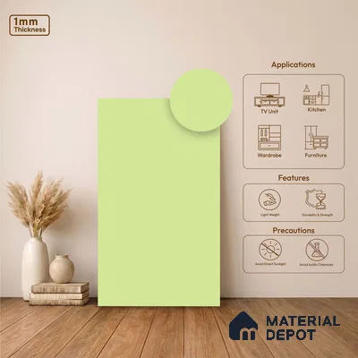 LM 23524 (SMT 429) Pastel Yellow 8 ft x 4 ft Super Matte Finish Decorative Laminate - 1 mm | Suitable for Living Room, Kitchen, Office
