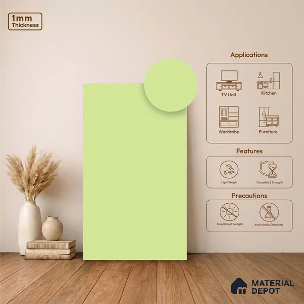 LM 23524 (SMT 429) Pastel Yellow 8 ft x 4 ft Super Matte Finish Decorative Laminate - 1 mm | Suitable for Living Room, Kitchen, Office