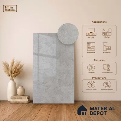 LM 23539 Moonstone Shimmer 8 ft x 4 ft High Gloss Finish Decorative Laminate - 1 mm | Suitable for TV Unit, Wardrobe, Kitchen Cabinets