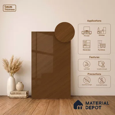 Wooden Look LM 23545 Starlight Oak 8 ft x 4 ft Silky PU Finish Decorative Laminate - 1 mm | Suitable for TV Unit, Wardrobe, Kitchen Cabinets