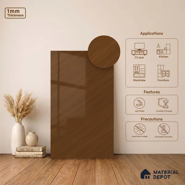 Wooden Look LM 23545 Starlight Oak 8 ft x 4 ft Silky PU Finish Decorative Laminate - 1 mm | Suitable for TV Unit, Wardrobe, Kitchen Cabinets