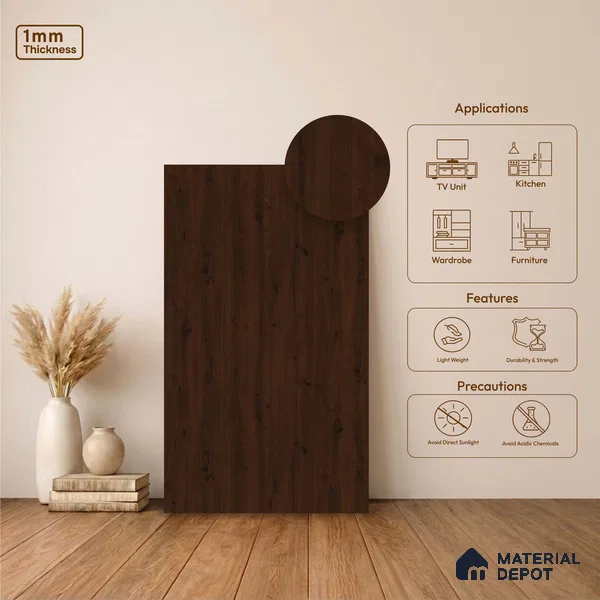 Wooden Look LM 23549 Midtown Maple 8 ft x 4 ft Almond Finish Decorative Laminate - 1 mm | Suitable for TV Unit, Wardrobe, Kitchen Cabinets