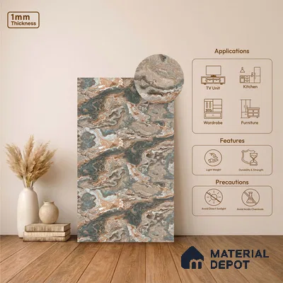 LM 23550 Copper Canyon 8 ft x 4 ft Antique Finish Decorative Laminate - 1 mm | Suitable for TV Unit, Wardrobe, Kitchen Cabinets