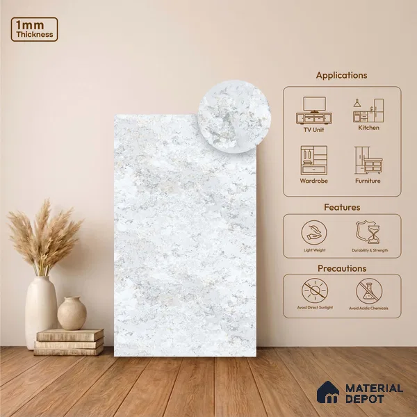 LM 23551 Nebula Stone 8 ft x 4 ft Aurora Stone Finish Decorative Laminate - 1 mm | Suitable for TV Unit, Wardrobe, Kitchen Cabinets