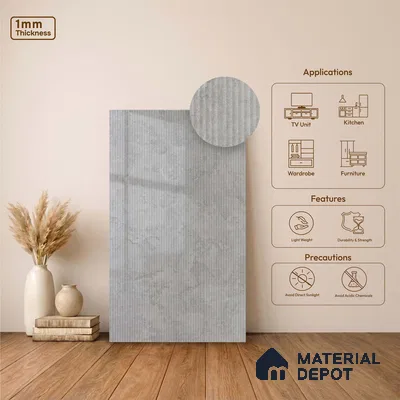 Marble Fluted Look LM 23553 Moonstone 8 ft x 4 ft Glittery Flute Finish Decorative Laminate - 1 mm | Suitable for TV Unit, Wardrobe, Kitchen Cabinets