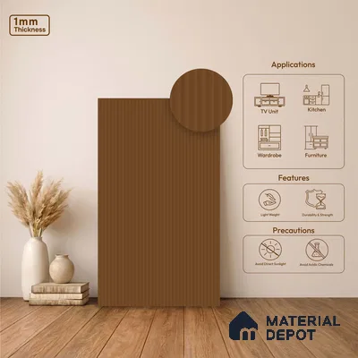 Wooden Fluted Look LM 23554 (BB 902) Butterscotch Swirl 8 ft x 4 ft Antique Tones Finish Decorative Laminate - 1 mm | Suitable for TV Unit, Wardrobe, Kitchen Cabinets
