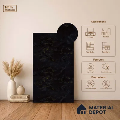 Wooden Look LM 23559 Golden Vein Gloss 8 ft x 4 ft Arabesque Wood Finish Decorative Laminate - 1 mm | Suitable for TV Unit, Wardrobe, Kitchen Cabinets