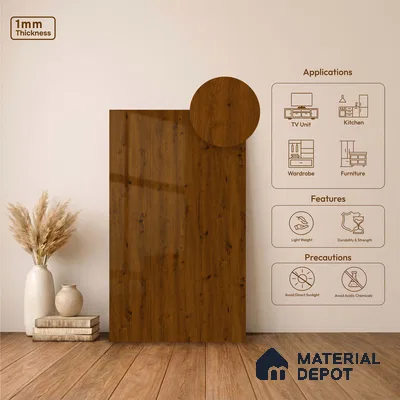 Wooden Look LM 23568 (HG 7292) Urban timber 8 ft x 4 ft High Gloss Finish Decorative Laminate - 1 mm | Suitable for TV Unit, Wardrobe, Kitchen Cabinets