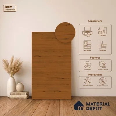 Wooden Look LM 23573 (AHO 11 7124 HZ) Autumn Oak 8 ft x 4 ft Arctic Honey Oak Finish Decorative Laminate - 1 mm | Suitable for TV Unit, Wardrobe, Kitchen Cabinets