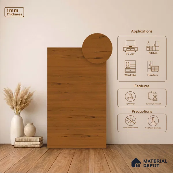 Wooden Look LM 23573 (AHO 11 7124 HZ) Autumn Oak 8 ft x 4 ft Arctic Honey Oak Finish Decorative Laminate - 1 mm | Suitable for TV Unit, Wardrobe, Kitchen Cabinets