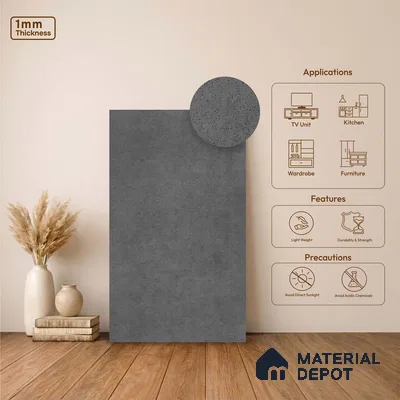 Stone Look LM 23592 (AT 08 7528) Hematite 8 ft x 4 ft Arctic Truffle Finish Decorative Laminate - 1 mm | Suitable for TV Unit, Wardrobe, Kitchen Cabinets