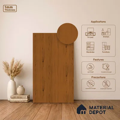 Wooden Look LM 23595 Autumn Oak 8 ft x 4 ft Autumn Weave Finish Decorative Laminate - 1 mm | Suitable for TV Unit, Wardrobe, Kitchen Cabinets