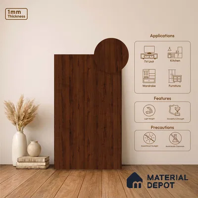 Wooden Look LM 23598 (AR 04 7117) Cacao Bean 8 ft x 4 ft Ash Refined Finish Decorative Laminate - 1 mm | Suitable for TV Unit, Wardrobe, Kitchen Cabinets