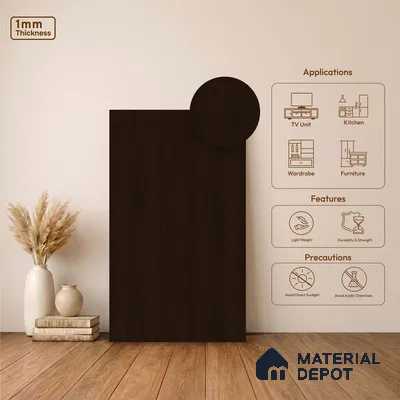 Wooden Look LM 23601 (AO 08 7286) Coal Wood 8 ft x 4 ft Apex Oak Finish Decorative Laminate - 1 mm | Suitable for TV Unit, Wardrobe, Kitchen Cabinets