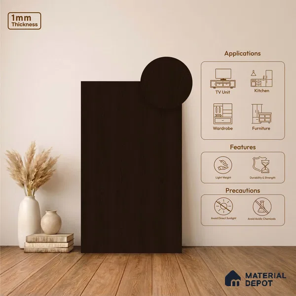 Wooden Look LM 23601 (AO 08 7286) Coal Wood 8 ft x 4 ft Apex Oak Finish Decorative Laminate - 1 mm | Suitable for TV Unit, Wardrobe, Kitchen Cabinets