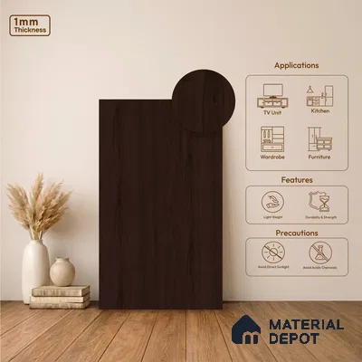 Wooden Look LM 23611 (SF 7126) Midnight Mahogany 8 ft x 4 ft Suede Finish Decorative Laminate - 1 mm | Suitable for TV Unit, Wardrobe, Kitchen Cabinets