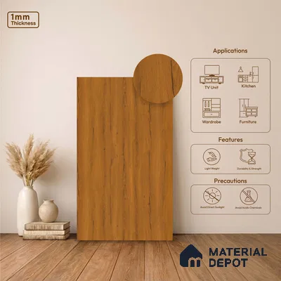 Wooden Look LM 23615 (SF 7252) Shadowed Walnut 8 ft x 4 ft Suede Finish Decorative Laminate - 1 mm | Suitable for TV Unit, Wardrobe, Kitchen Cabinets