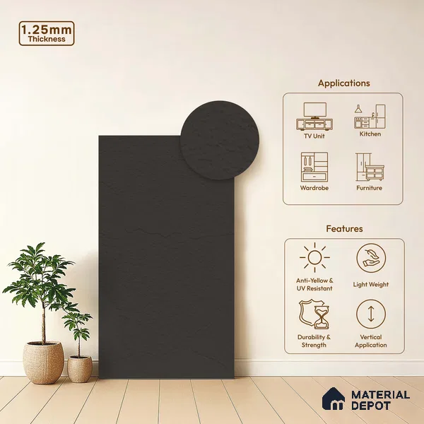 Stone Look LM 18302 8 ft x 4 ft Texture Finish Decorative Laminate - 1.25 mm | Suitable for TV Unit, Wardrobe, Kitchen Cabinets