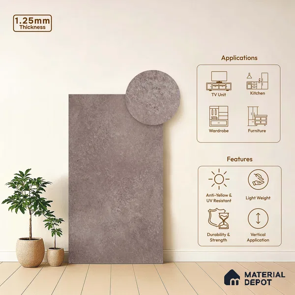 Stone Look LM 18309 8 ft x 4 ft Texture Finish Decorative Laminate - 1.25 mm | Suitable for TV Unit, Wardrobe, Kitchen Cabinets