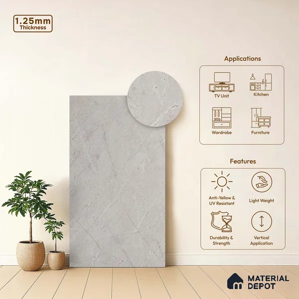 Stone Look LM 18311 8 ft x 4 ft Texture Finish Decorative Laminate - 1.25 mm | Suitable for TV Unit, Wardrobe, Kitchen Cabinets