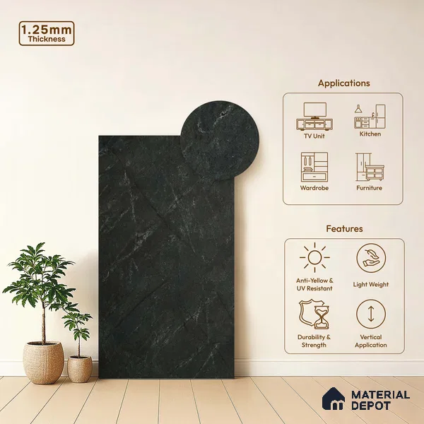 Stone Look LM 18312 8 ft x 4 ft Texture Finish Decorative Laminate - 1.25 mm | Suitable for TV Unit, Wardrobe, Kitchen Cabinets