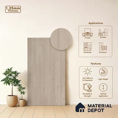Wooden Look LM 18314 8 ft x 4 ft Texture Finish Decorative Laminate - 1.25 mm | Suitable for TV Unit, Wardrobe, Kitchen Cabinets