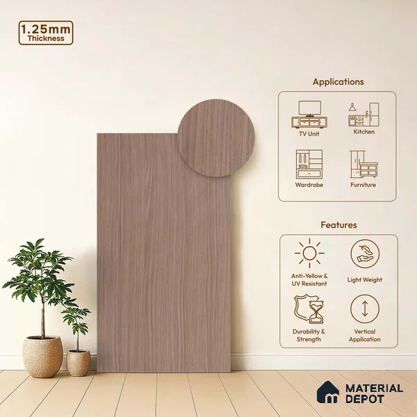 Brown Abstract Look LM 18318 8 ft x 4 ft Texture Finish Decorative Laminate - 1.25 mm | Suitable for TV Unit, Wardrobe, Kitchen Cabinets