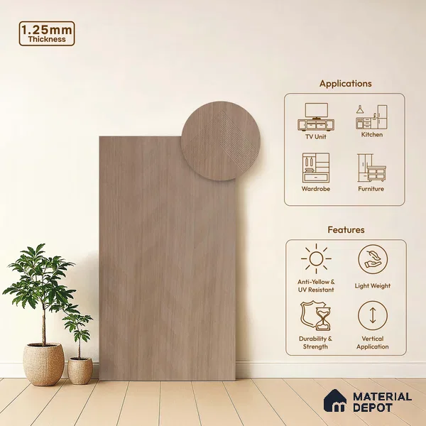Brown Abstract Look LM 18321 8 ft x 4 ft Texture Finish Decorative Laminate - 1.25 mm | Suitable for TV Unit, Wardrobe, Kitchen Cabinets