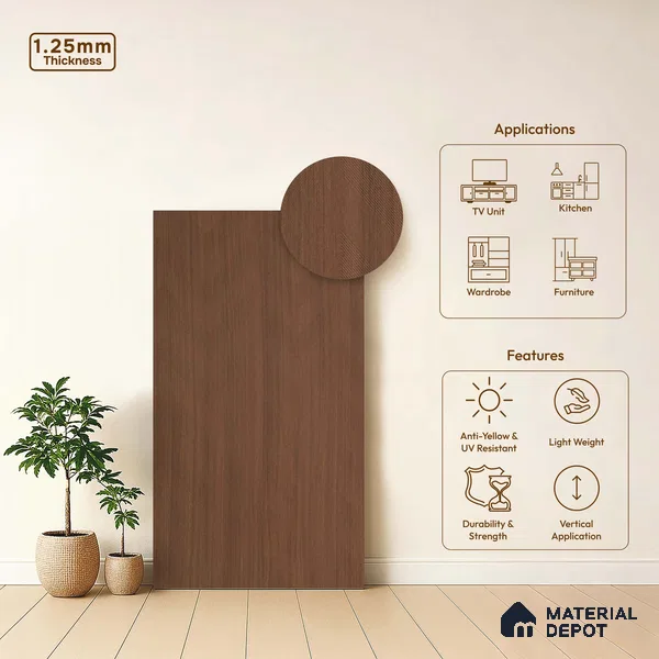 Brown Abstract Look LM 18323 8 ft x 4 ft Texture Finish Decorative Laminate - 1.25 mm | Suitable for TV Unit, Wardrobe, Kitchen Cabinets