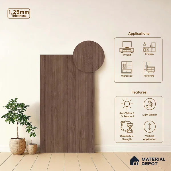Brown Abstract Look LM 18325 8 ft x 4 ft Texture Finish Decorative Laminate - 1.25 mm | Suitable for TV Unit, Wardrobe, Kitchen Cabinets