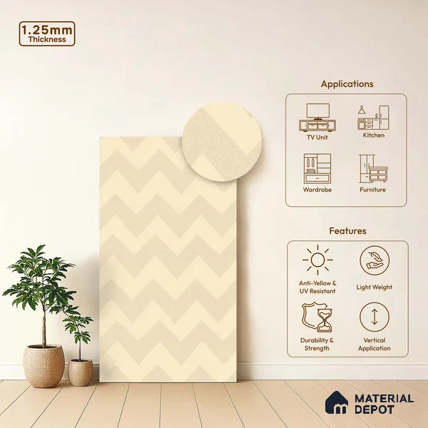 Beige Abstract Look LM 18328 8 ft x 4 ft Texture Finish Decorative Laminate - 1.25 mm | Suitable for TV Unit, Wardrobe, Kitchen Cabinets