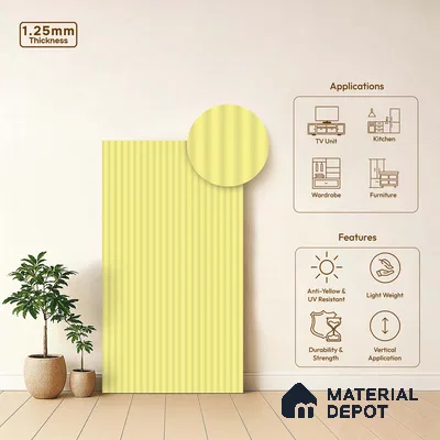 Pale Grey Fluted Solid Color LM 18336 8 ft x 4 ft Texture Finish Decorative Laminate - 1.25 mm | Suitable for TV Unit,Wardrobe, Kitchen Cabinets