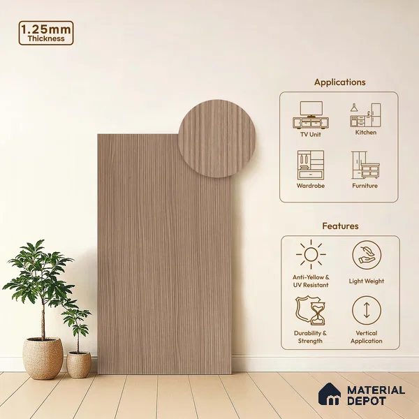 Wooden Fluted LM 18337 8 ft x 4 ft Texture Finish Decorative Laminate - 1.25 mm | Suitable for TV Unit,Wardrobe, Kitchen Cabinets