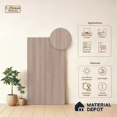 Wooden Fluted LM 18340 8 ft x 4 ft Texture Finish Decorative Laminate - 1.25 mm | Suitable for TV Unit,Wardrobe, Kitchen Cabinets