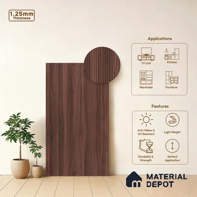 Wooden Fluted LM 18341 8 ft x 4 ft Texture Finish Decorative Laminate - 1.25 mm | Suitable for TV Unit,Wardrobe, Kitchen Cabinets
