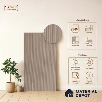 Wooden Fluted LM 18343 8 ft x 4 ft Texture Finish Decorative Laminate - 1.25 mm | Suitable for TV Unit,Wardrobe, Kitchen Cabinets