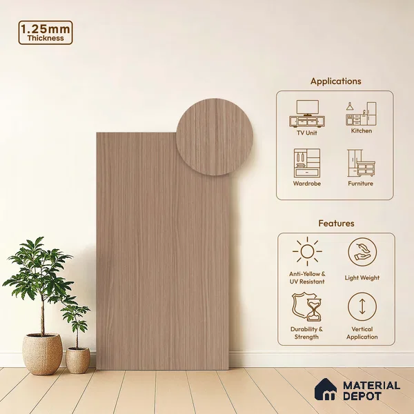 Wooden Fluted LM 18357 8 ft x 4 ft Texture Finish Decorative Laminate - 1.25 mm | Suitable for TV Unit,Wardrobe, Kitchen Cabinets