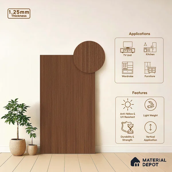 Wooden Fluted LM 18362 8 ft x 4 ft Texture Finish Decorative Laminate - 1.25 mm | Suitable for TV Unit,Wardrobe, Kitchen Cabinets
