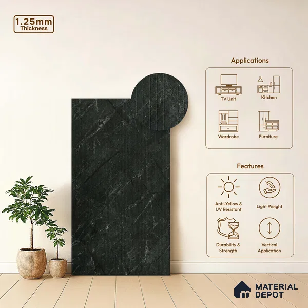 Marble Fluted LM 18363 8 ft x 4 ft Texture Finish Decorative Laminate - 1.25 mm | Suitable for TV Unit,Wardrobe, Kitchen Cabinets