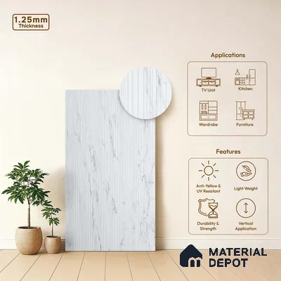 Marble Fluted LM 18364 8 ft x 4 ft Texture Finish Decorative Laminate - 1.25 mm | Suitable for TV Unit,Wardrobe, Kitchen Cabinets